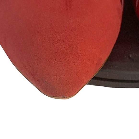 Louise et Cie Cela Bow Mule Red Suede Pink Textile Bow Holiday Festive Size 9.5 - Picture 8 of 10